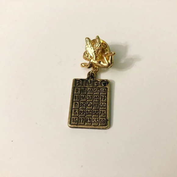 Vintage Guardian Angel  Bingo Card Good Luck Pin - Picture 8 of 8